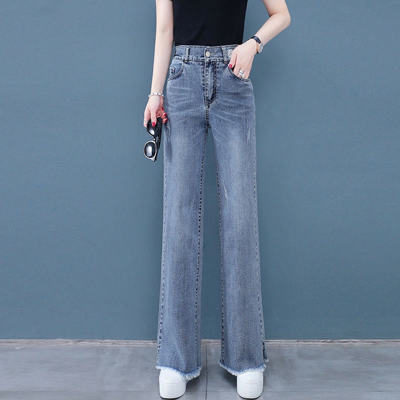 Quần Jeans Ống Rộng Lưng Cao Thiết Kế Mới