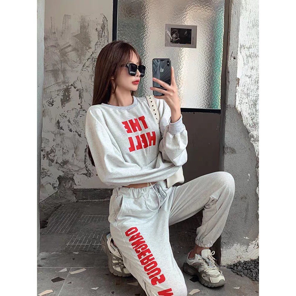 Bộ Nỉ Quần Jogger Monster + Áo Sweater The Hell Tay Dài Dây Rút Mặc 2 Kiểu Suông Bo Hot