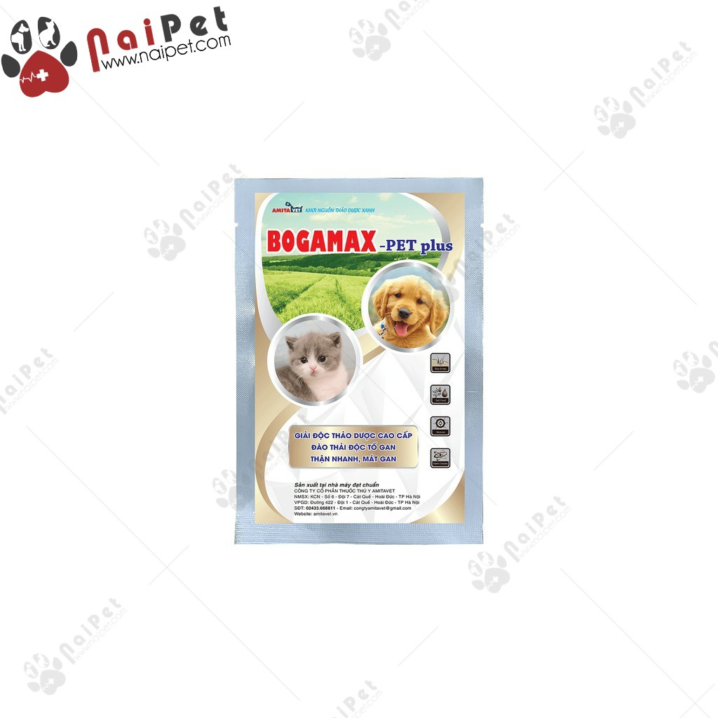 Bột Bổ Sung Giải Độc Đào Thải Độc Tố Cơ Thể Vật Nuôi Bogamax Pet Plus Amitavet 35g