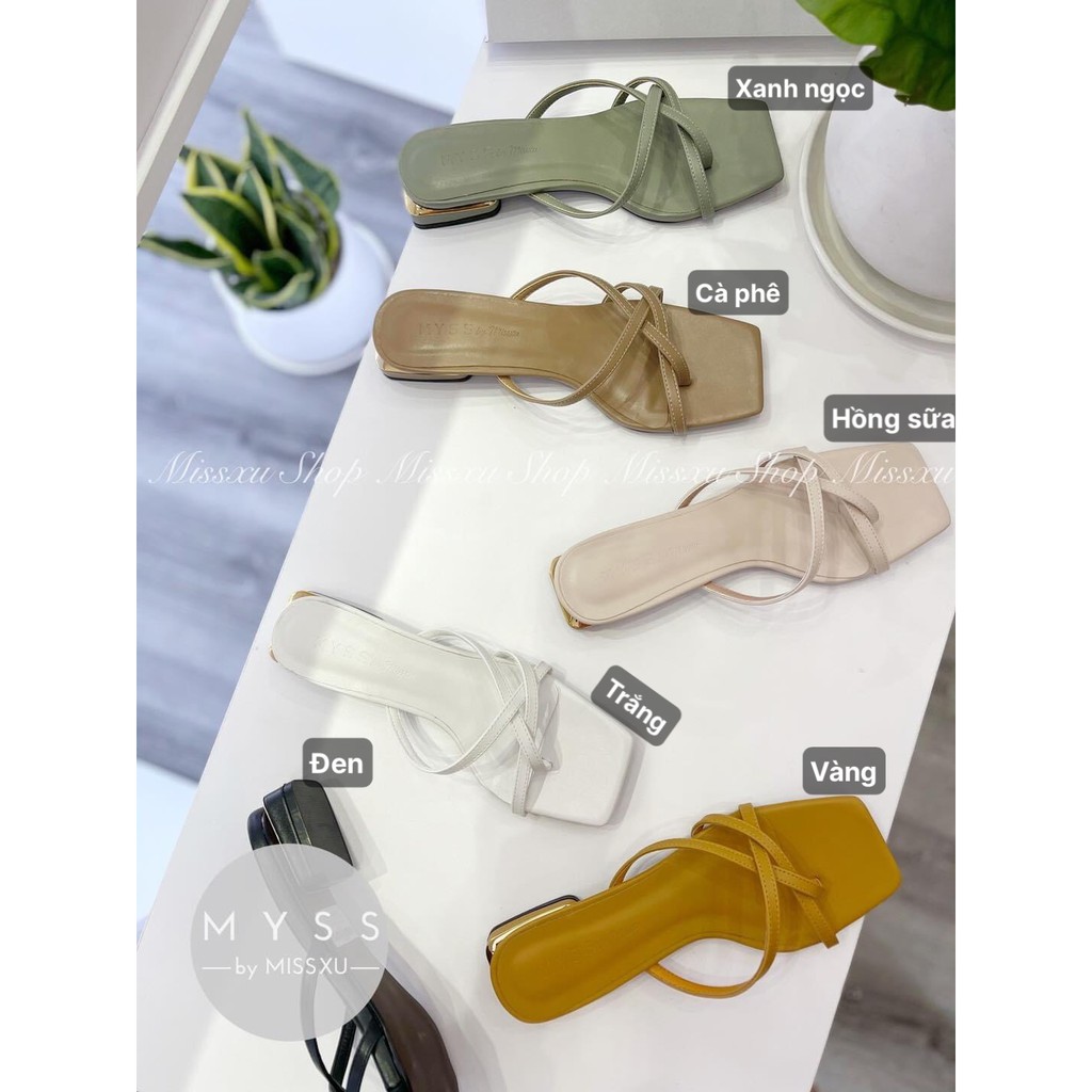 Giày guốc nữ xỏ ngón gót viền vàng 2cm thời trang MYSS - SU95