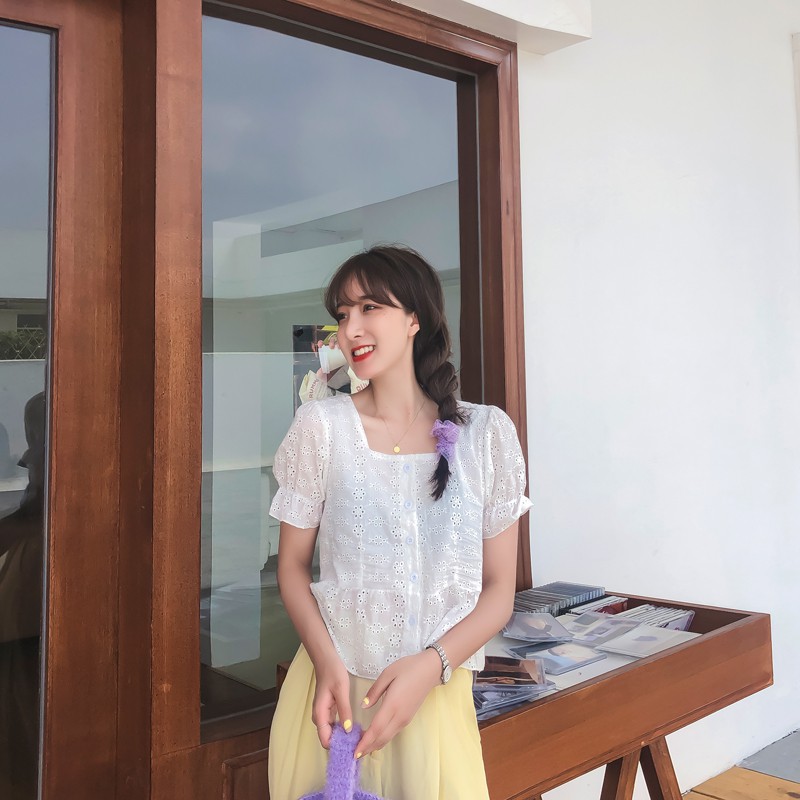 Áo sơ mi SUXI tay lỡ phong cách Hàn Quốc thanh lịch dành cho nữ