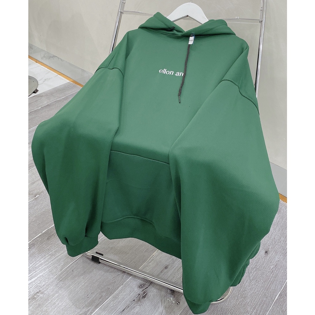 Hoodie Nam Nữ Màu Xanh Lạ Ellon Dáng Rộng Unisex Dáng Oversize Uzzlang