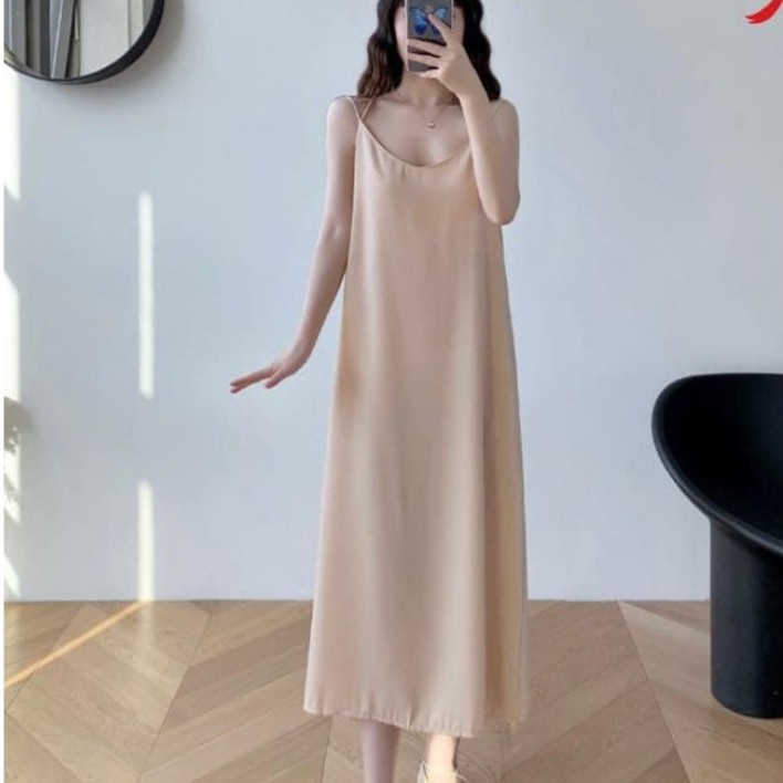 Đầm cami 2 dây Shynstores , váy 2 dây chéo lưng vải đũi mềm freeship
