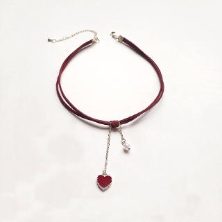 Dây chuyền mặt trái tim đỏ Hàn Quốc
