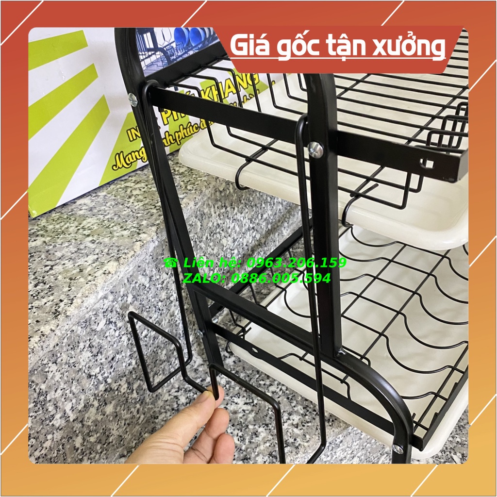 [HOT] Kệ Bát Đĩa 2 Tầng Bằng Thép Sơn Tĩnh Điện Màu Đen