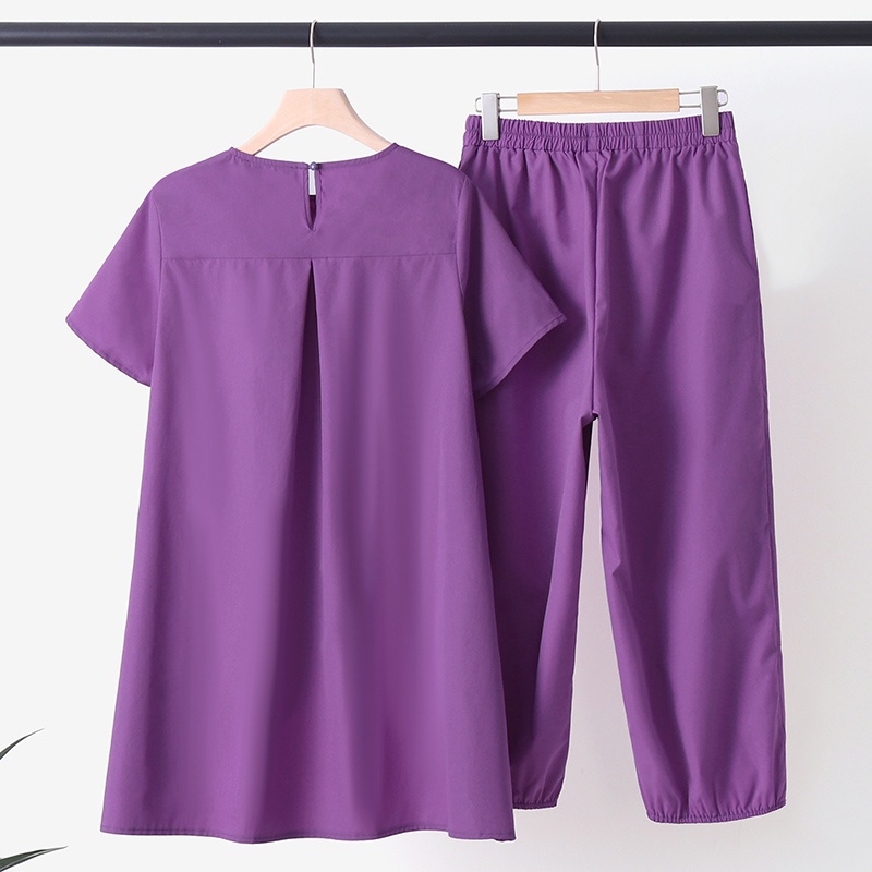 Set đồ 2 món Zanzea gồm áo thun tay ngắn cổ tròn màu trơn lệch tà và quần dài thời trang cho nữ
