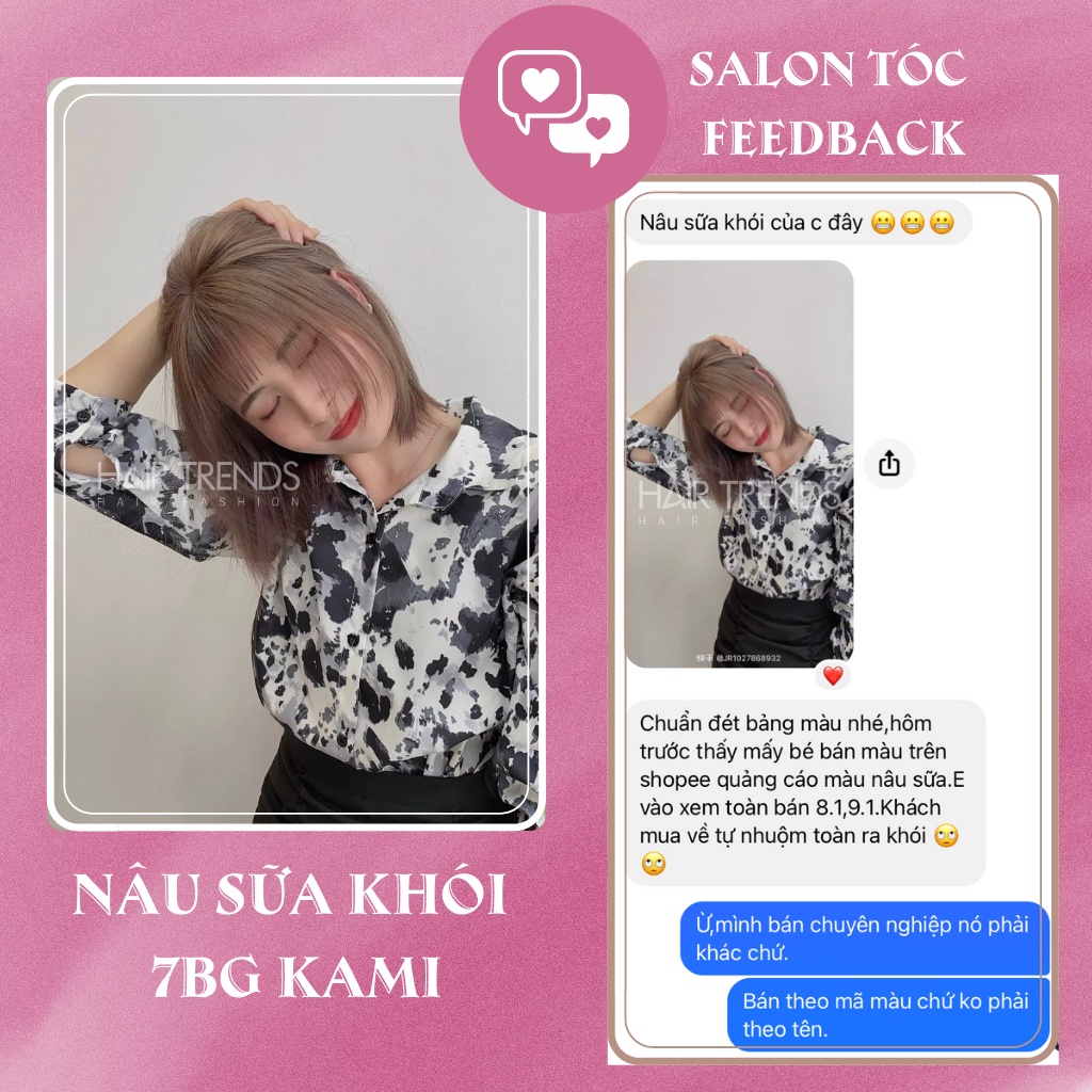 Thuốc nhuộm tóc màu NÂU SỮA không cần tẩy tóc-thuốc nhuộm collagen KAMI hairtrends [7BG]