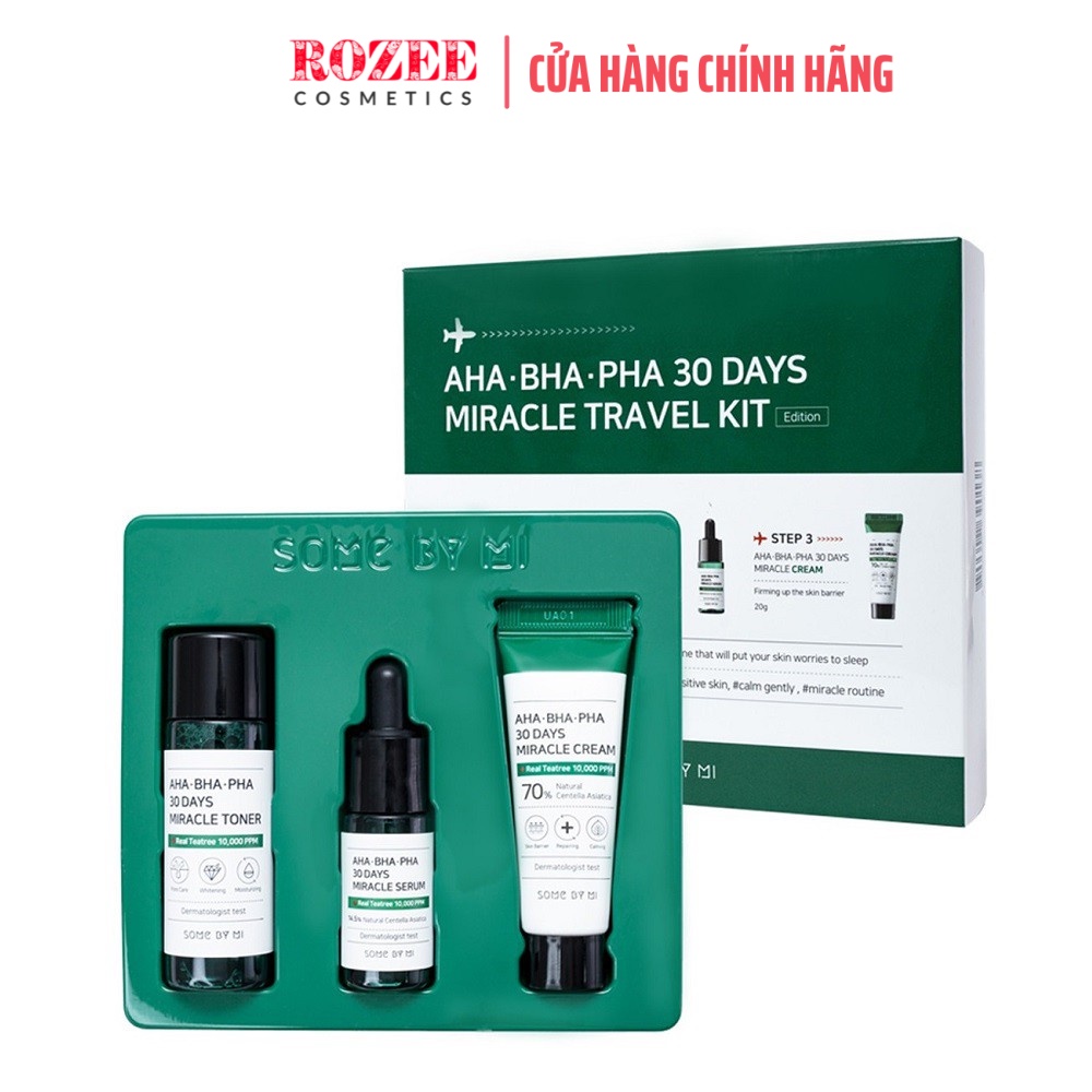 Bộ Kit 3 Món giảm mụn "Thần Kỳ" Some By Mi AHA - BHA - PHA 30 Days Miracle Kit (Toner, Serum, Cream)