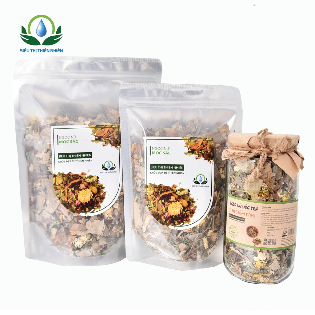 Trà giảm cân hạ mỡ máu Mộc Sắc gói 200g - Ngọc nữ mộc trà của siêu thị thiên nhiên