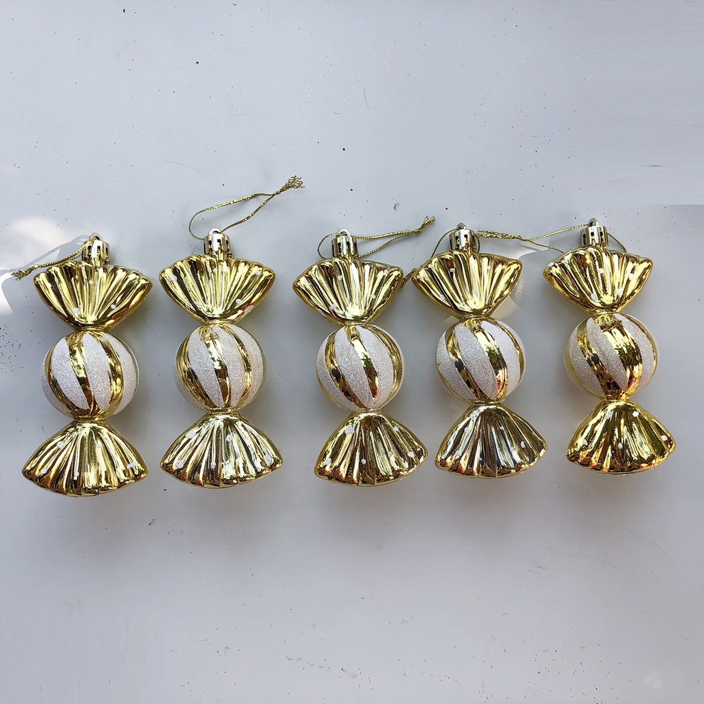 Combo 5 quả châu kẹo phủ nhũ lấp lánh treo cây thông Noel trang trí vòng nguyệt quế giáng sinh