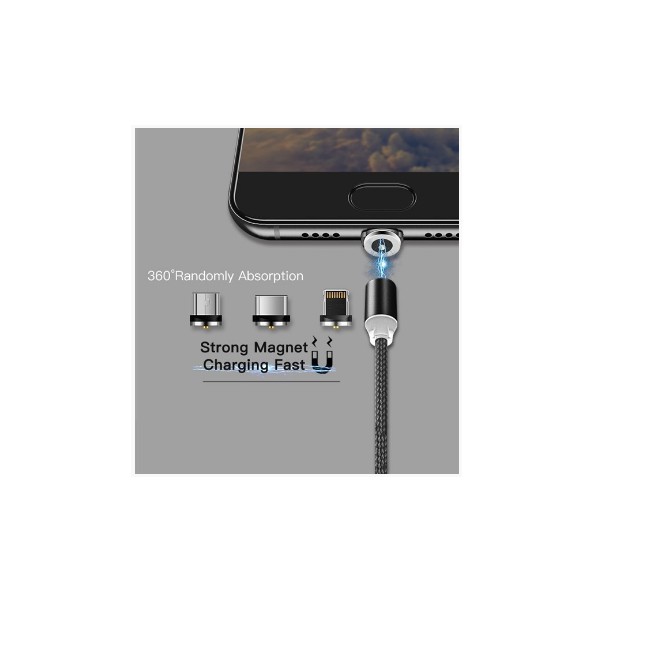 Cáp sạc từ hít nam châm dây dù 3in1 (Typec, Iphone, Micro)