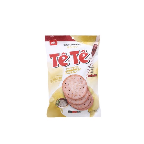 Bánh gạo nướng vị muối mè Tê Tê gạo lứt huyết rồng gói 140g - ăn chay được