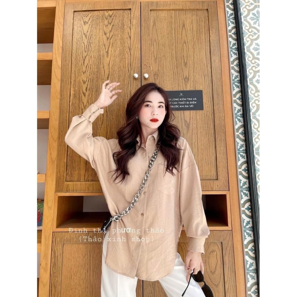 Áo Sơ Mi Nữ Form Rộng Đũi Hàn Kiểu Màu Trắng, Be Đẹp Dài Tay Phong Cách Ulzzang Vintage Hàn Quốc Cao Cấp Trơn