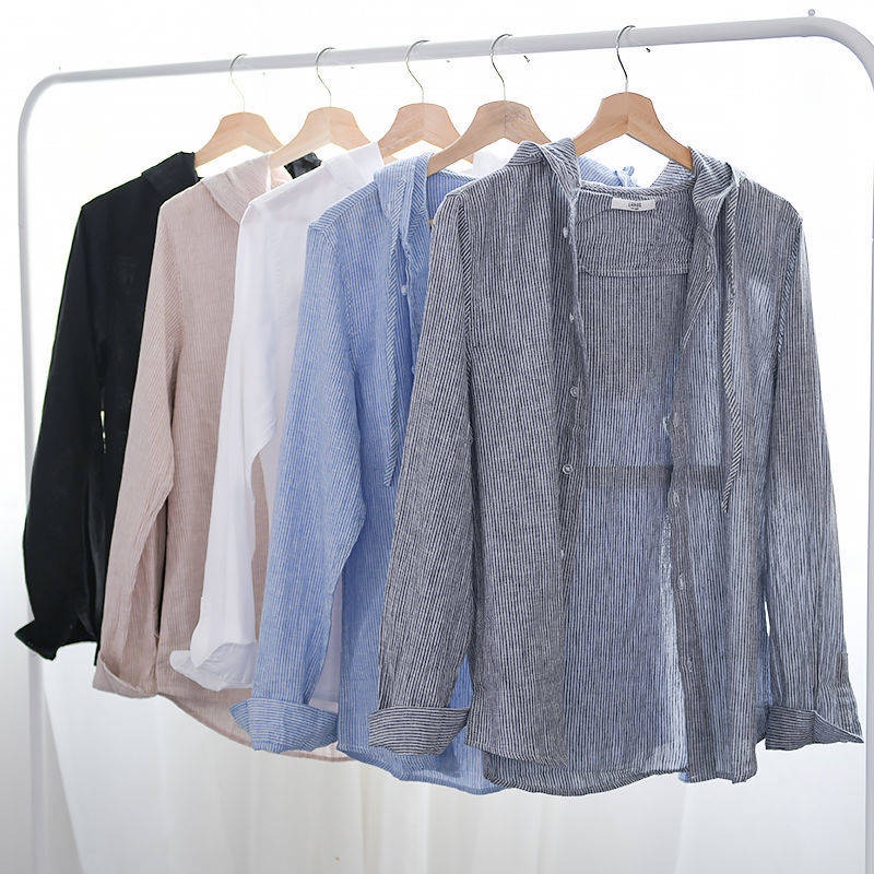 Áo Sơ Mi Tay Dài Có Nón Màu Trơn Thời Trang Cho Nam