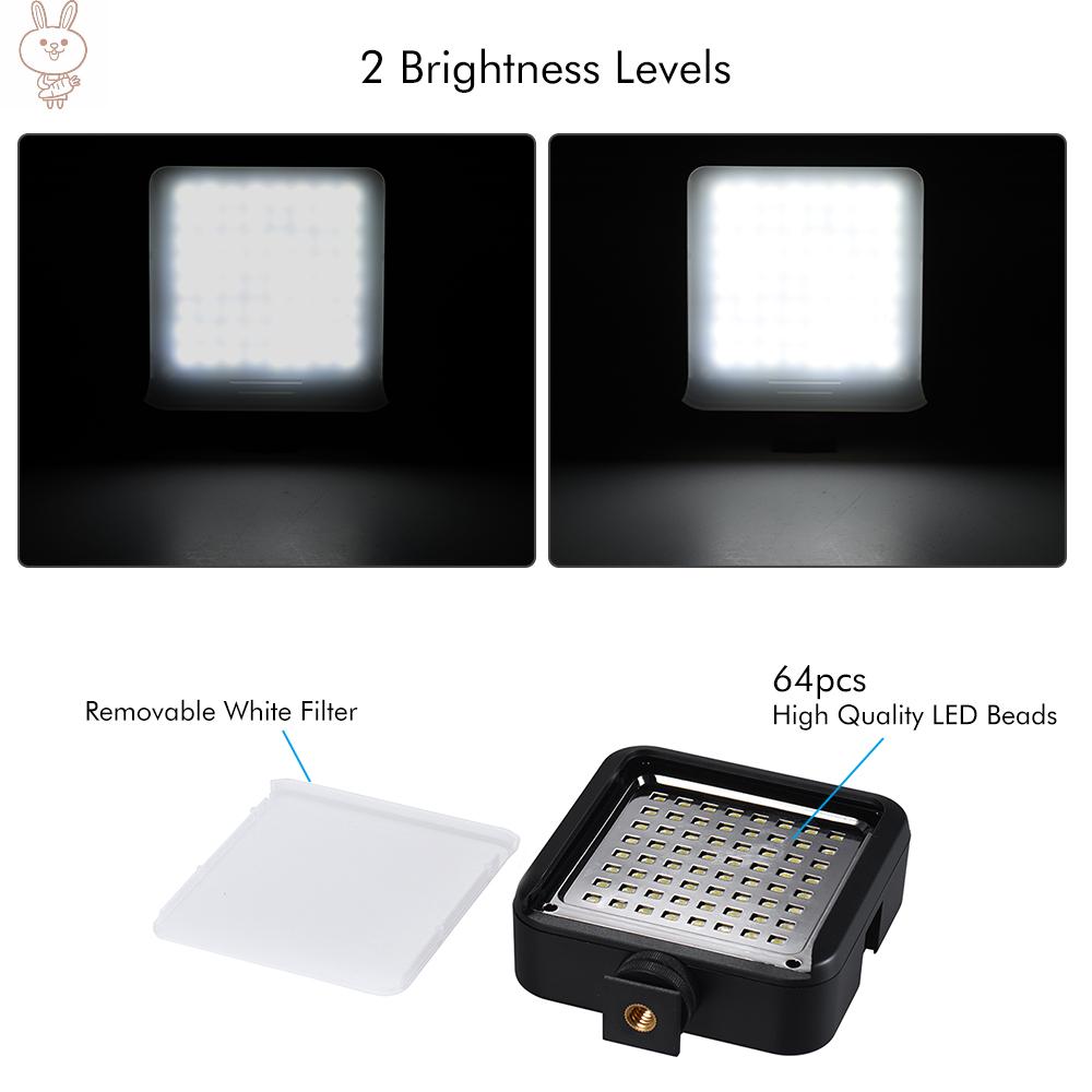 Only♥LED 64 Continuous On Camera LED Panel Light Mini Portable Camcorder Video Lighting for    A7 DSLR