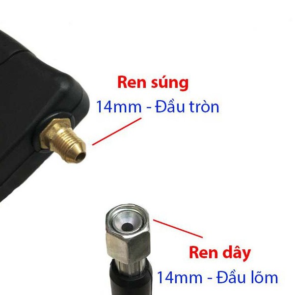 Súng rửa xe, Súng xịt rửa xe áp lực cao (ren 22mm Và 14mm kèm ống nối dài 36cm)