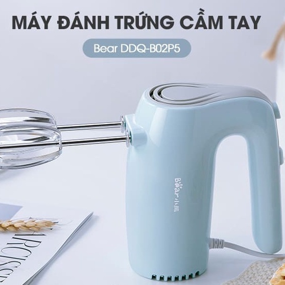 [Mã ELHA22 giảm 5% đơn 300K] Máy đánh trứng đánh kem cầm tay nhỏ gọn tiện lợi Bear DDQ-B02P5 màu xanh chính hãng