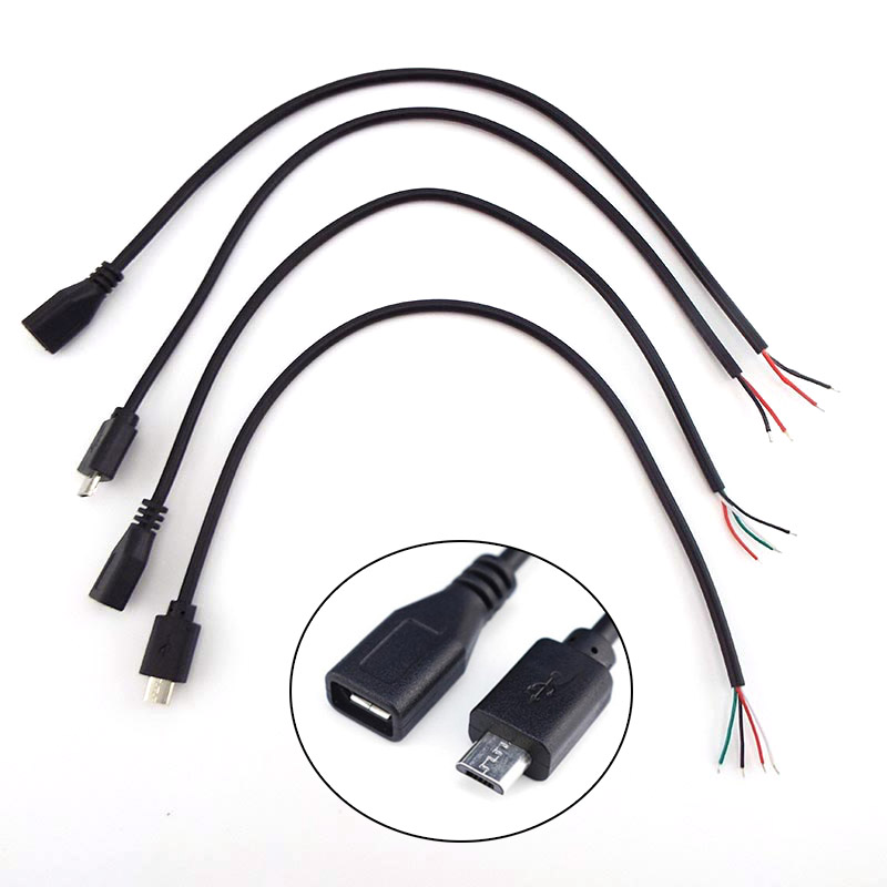 Set 5 Dây Cáp Sạc Micro USB 2.0 4 Pin 2 Pin 4 Dây Cho Điện Thoại Android