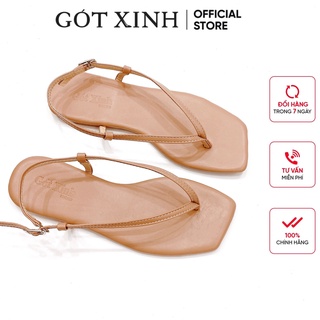 Sandal xỏ ngón nữ gót xinh gx353 quai mảnh da mềm đế bệt