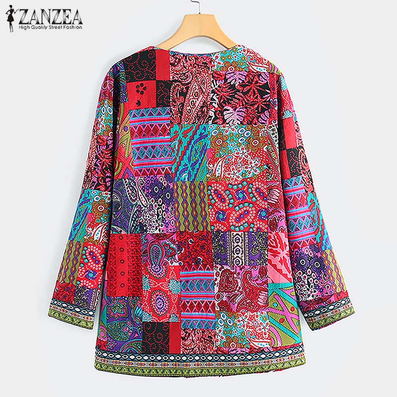 Áo khoác ZANZEA tay dài in họa tiết độc đáo thời trang mùa thu cho nữ