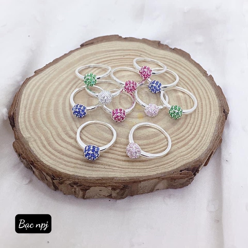 Nhẫn cầu đá cho bé, nhẫn bạc cho bé yêu , màu sắc xinh xắn , Bạc npj
