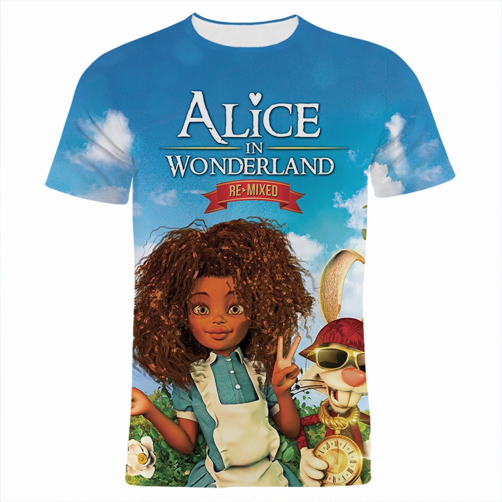 Áo Thun Tay Ngắn in Hình Alice in Wonderland 2023 Thời Trang Mùa Hè 2023