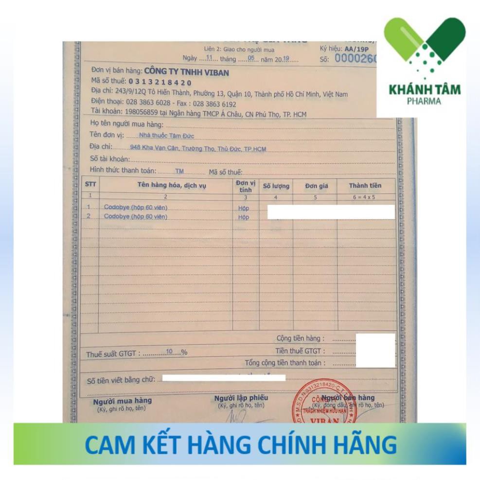 Viên uống CODOBYE - Ngừa mụn, kiềm dầu, kiểm soát nhờn _Khánh Tâm