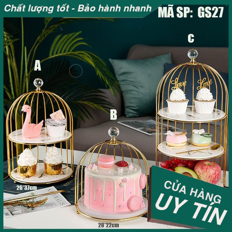 Khay đựng bánh kem, mỹ phẩm hình lồng chim 1 tầng - 2 tầng - 3 tầng sang trọng GS27