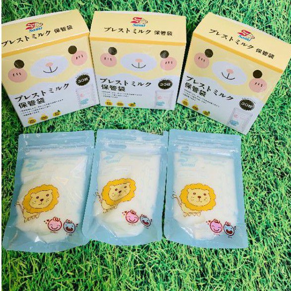 Hộp 30 túi trữ sữa mẹ Sami công nghệ Nhật bản 100ml màu xanh kute