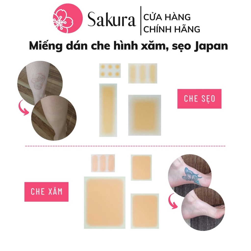 Miếng dán che sẹo che hình xăm Nhật bản Sakura miếng dán che khuyết điểm nhiều màu da, nhiều size