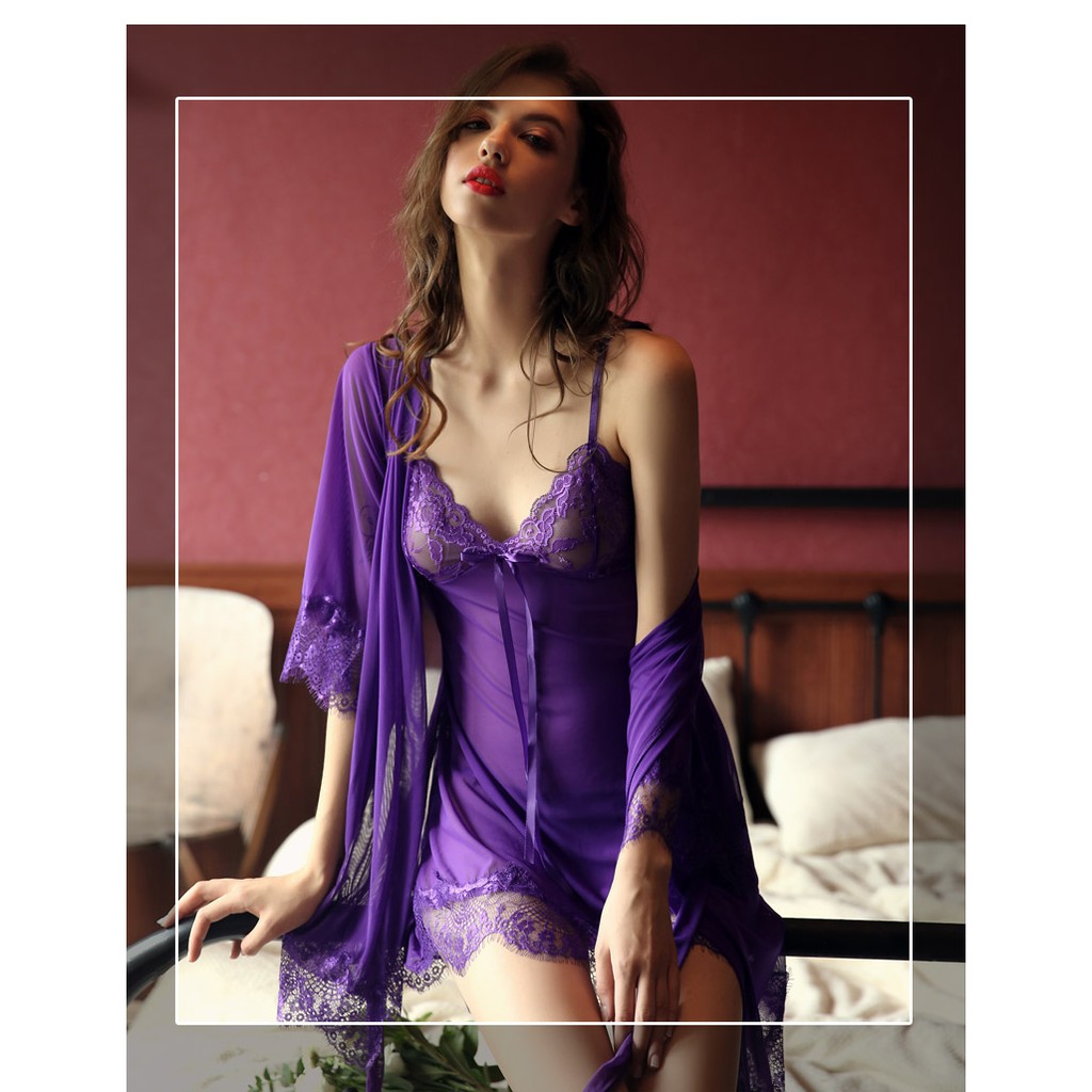 Váy ngủ kèm choàng sexy mềm mại hot hit