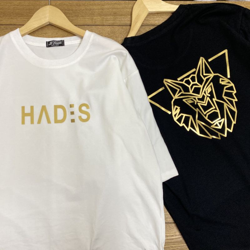Áo thun Hình thật % ép nhủ vàngtay lỡ Unisex cặp HADES