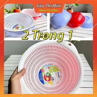 Bộ thau rổ nhựa 2 trong 1, tròn to nhỏ đủ size, rổ nhựa chữ nhật duy tân