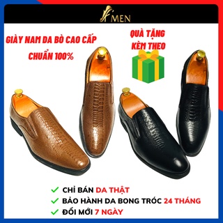Giày lười da bò thật vân cá sấu sang trọng giày tây cao cấp đẹp nam tính KMEN K02
