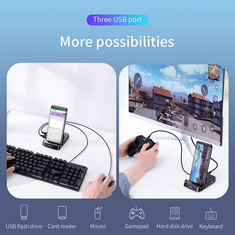 Baseus Đế Sạc Usb Type C Cho Samsung S10 S9 Dex Pad Usb-C Sang Hdmi Huawei P30 P20 Pro