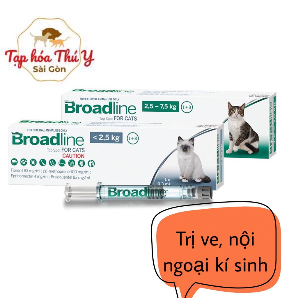 BROADLINE  NHỎ GÁY CHO MÈO, PHÒNG NỘI NGOẠI KÝ SINH