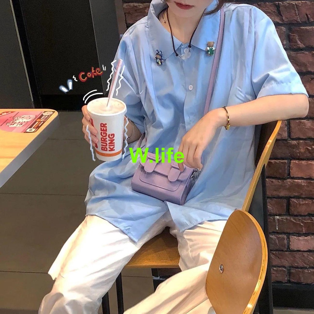 Áo Sơ Mi Ngắn Tay Cổ Búp Bê Phong Cách Học Sinh Nhật Bản Dành Cho Nữ