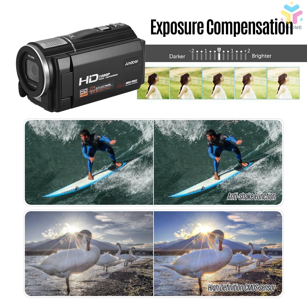 Máy Quay Phim Kĩ Thuật Số Andoer Hdv-F5 1080p Full Hd 24mp 16x Zoom 3.0 Inch Lcd | BigBuy360 - bigbuy360.vn