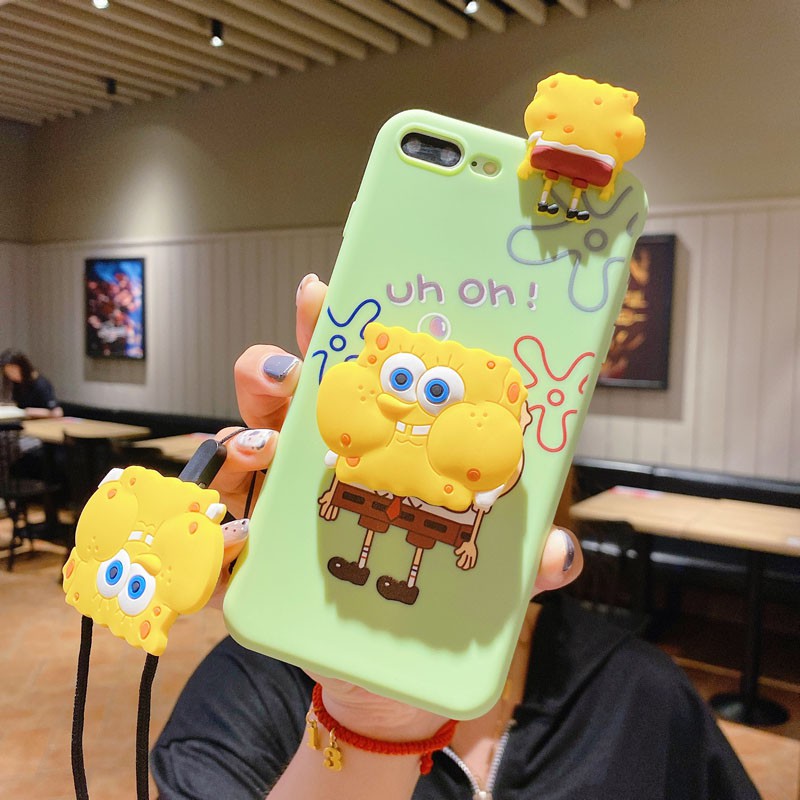 Ốp Lưng In Hình Spongebob Có Dây Đeo Xinh Xắn Cho Samsung J2 J3 J4 J5 J6 J7 Prime Plus 2015 2016