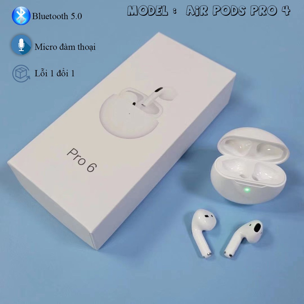 Tai nghe Bluetooth không dây TWS,Tai nghe không dây cảm ứng âm thanh HIFI,tai nghe pro 4,pro 5,Airpods pro 6-Blueshop