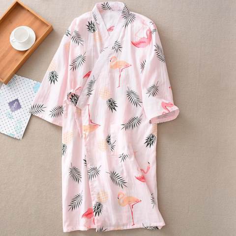 Áo choàng ngủ kiểu Kimono tay dài chất liệu Cotton thời trang mùa hè phong cách Nhật Bản cho nữ | BigBuy360 - bigbuy360.vn