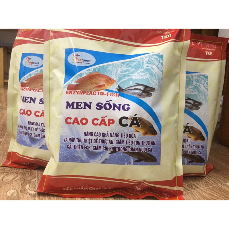 Men tiêu hoá cá cao cấp 1kg bổ sung lợi khuẩn tăng cường hấp thu thức ăn, giảm bệnh đường tiêu hoá, hỗ trợ vỗ béo cá
