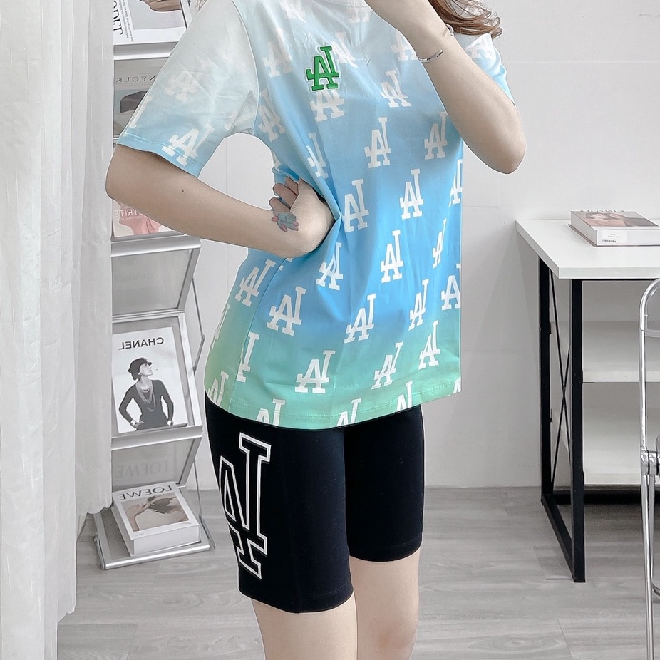 Quần Legging MLB NY xuất thun cotton đùi ngố lửng ôm body bó mặc nhà tập gym yoga