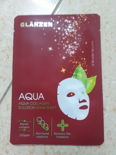 Mặt nạ Glanzen - Aqua Collagen ( 1 bịch 10 miếng mặt nạ)