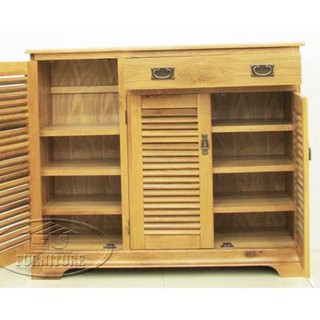Tủ giày gỗ sồi 3 cánh 1 ngăn kéo