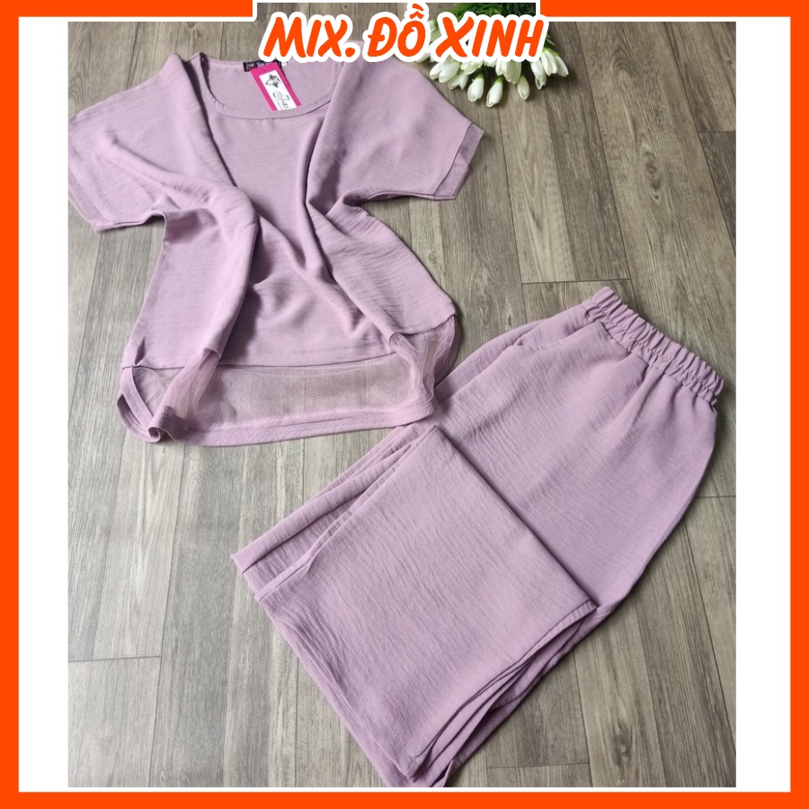 Đồ bộ nữ mặc nhà Thu Hà quần áo trung niên cho mẹ, chất liệu đũi mềm mát, thấm hút mồ hôi cực tốt ĐBH.27