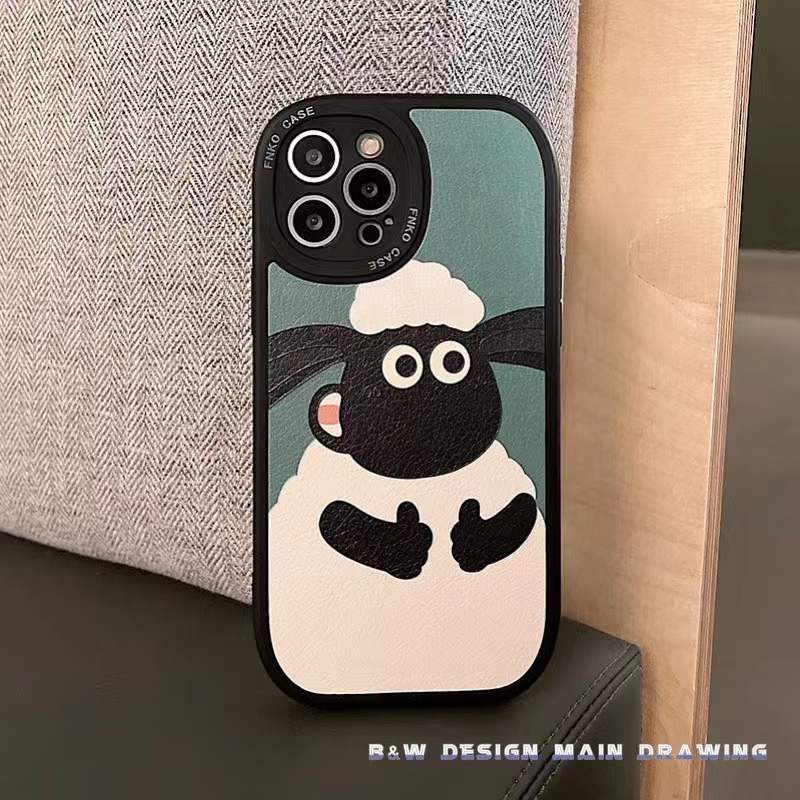 Ốp điện thoại da mềm họa tiết cừu hoạt hình bảo vệ ống kính camera cho IPHONE 13 12 11 PRO MAX X XS MAX XR 7 8 PLUS