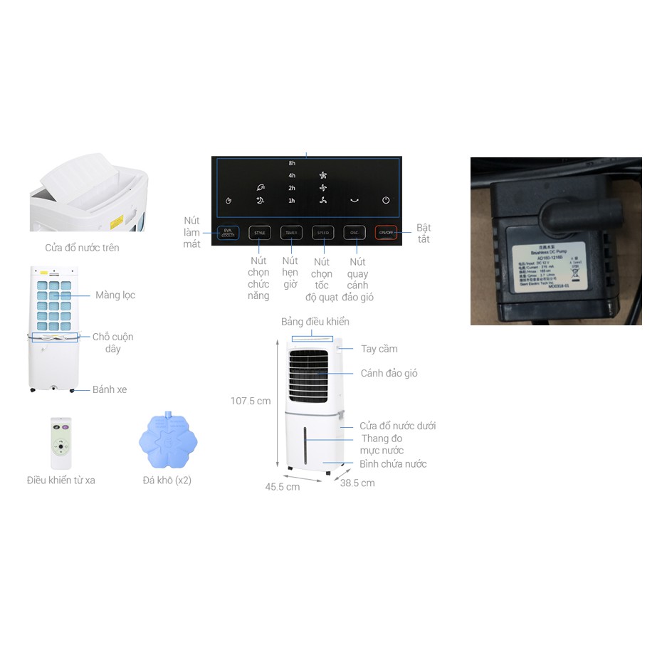 Remot /Điều khiển quạt điều hòa Midea sử dụng cho quạt AC100-U, AC120-16AR, AC120-15F, AC200-17JR,AC200-19WV