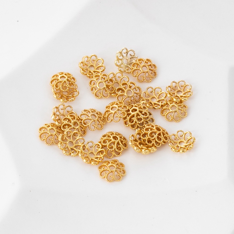 Set 50 Phụ Kiện Giá Đỡ Vòng Tay/Dây Chuyền/Mũ/Vòng Tay Ren Màu Vàng 18k 6mm diy