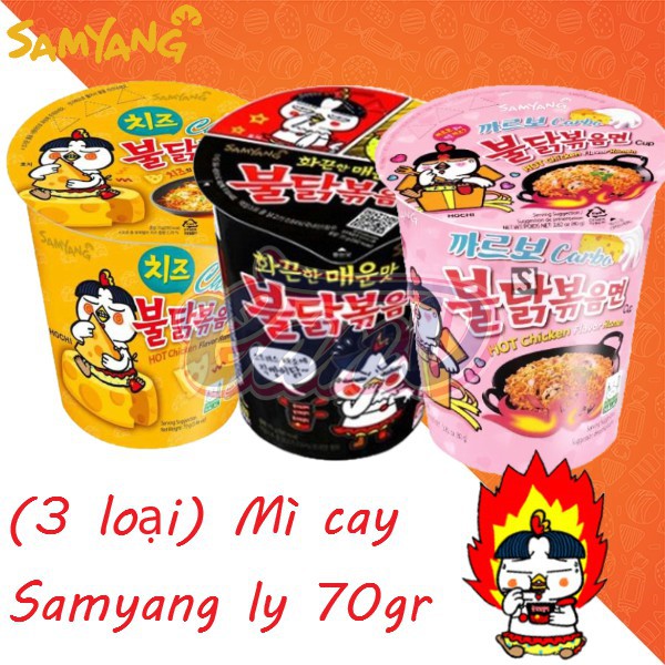 (4 loại) Mì cay Samyang ly 70gr